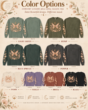 Moonlit Moth Celestial Long Sleeve Tee, Witchy Botanical Shirt, Whimsigoth Nature Graphic Tee, Gift for Her