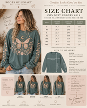 Moonlit Moth Celestial Long Sleeve Tee, Witchy Botanical Shirt, Whimsigoth Nature Graphic Tee, Gift for Her